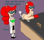  ass cum cum_drip glasses johnny_test mary_test nude pubic_hair red_hair susan_test uncensored 