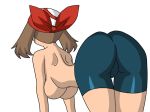 1girl all_fours arm arms art ass back bandanna bare_arms bare_back bare_shoulders big_breasts bike_shorts breasts brown_hair butt_crack covered covered_pussy curves female_only hair huge_ass kageta lake_art large_ass legs may_(pokemon) neck nintendo pokemon pokemon_(anime) pokemon_(game) pokemon_rse pussy round_ass sakaki_(artist) short_hair shorts shoulders simple_background solo_female thick_thighs thighs topless white_background