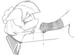  1boy 1girl ambiguous_fluids coco_pommel collar crying earth_pony erection friendship_is_magic horsecock monochrome my_little_pony nude oral penis pony questionable_consent tears 