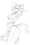  1girl arms_up ass capcom chinese_clothes chun-li cutesexyrobutts looking_at_viewer monochrome short_hair sketch standing street_fighter thighs 