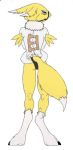  1_anthro 3_toes anthro anthro_canine anthro_fox anthro_only ball_gag bdsm blue_eyes canine digimon fur furry looking_at_viewer looking_back renamon solo standing toei_animation white_fur yellow_fur 