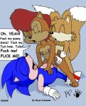 anal archie_comics ass ass_grab breasts cowgirl_position doggy_position double_penetration erect_nipples erection from_behind fuck_me_(text) hairless_pussy kthanid miles_&quot;tails&quot;_prower multiple_tails nipples nude penis pussy sally_acorn sega small_breasts sonic sonic_the_hedgehog sonic_the_hedgehog_(series) spread_legs tail text vaginal