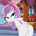 equestria_girls looking_back my_little_pony ponetan small_breasts smiling spread_pussy sweetie_belle white_skin