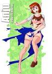 anju blue_eyes bokuman breasts covering nintendo nipples no_bra no_panties open_mouth pointy_ears red_hair short_hair stockings the_legend_of_zelda torn_clothes torn_clothing