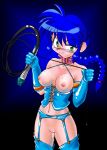 blue_hair bondage_outfit bottomless pussy sherra_(slayers) slayers thigh_boots wet_pussy whip