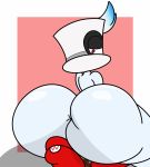  anus ass big_ass blue_hair bonneter cappy_(mario) cyandrive98 facesitting ghost human hyper hyper_ass hyper_butt looking_at_viewer male male/male male_only mario mario_(series) nintendo red_eyes shiny shiny_ass shiny_butt spirit super_mario_odyssey thick_thighs wide_hips yaoi 