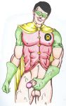  1boy 2006 batman_(series) christian_(artist) cum dc dc_comics dick_grayson human male male_only muscle partially_clothed penis robin solo teen_titans yaoi 