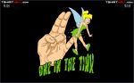 blonde_hair disney no_panties peter_pan size_difference surprised_expression t-shirt_hell tinker_bell