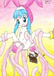 bemani blue_eyes blue_hair flat_chest japanese_text minit&#039;s_(pop&#039;n_music) pop&#039;n_music rabbit_ears tentacle_rape tentacles
