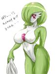  1girl blush breasts furry gardevoir highres huge_breasts nintendo no_humans pokemon pokemorph red_eyes rhemora solo wet 