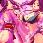  1girl artist_request ass ass_cutout attractive_look breasts butt_crack capcom cleavage hair lipstick lowres no_panties okami ookami_(game) purple_eyes purple_hair sakuya sakuya_(okami) sakuya_(ookami) 