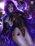  1girl 1girl abs breasts cleavage dc_comics female_only leotard logan_cure looking_at_viewer raven_(dc) teen_titans tight_clothing 