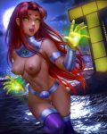 1girl 1girl absurd_res areola breasts dc_comics female_only high_res logan_cure nipples pussy starfire stockings teen_titans 