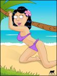 1girl beach bikini bonnie_swanson breasts erect_nipples family_guy female_only full_body luberne ocean palm_tree thighs tropicoboy
