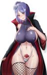  1girl absurd_res akatsuki_(naruto) bare_shoulders big_breasts blue_hair blush breast_suppress breasts clothed_female cloud_print coat coat_hold covered_erect_nipples cowboy_shot eyelashes eyeshadow female_focus female_only fishnet_thighhighs fishnets flower groin hair_bun hair_flower hair_ornament hand_up high_collar high_res highleg highleg_panties impossible_clothes konan labret_piercing lipstick long_sleeves looking_at_viewer makeup mature mature_female nail_polish naruto naruto_(series) naruto_shippuden navel_piercing no_pants olikkwak open_clothes open_coat panties piercing pubic_tattoo purple_hair red_nails rose short_hair sideboob simple_background single_side_bun skin_tight sleeveless solo_female solo_focus stockings tagme tattoo toned turtleneck two-sided_coat underwear white_background white_flower white_panties white_rose yellow_eyes 