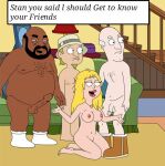  american_dad avery_bullock big_breasts brian_lewis cheating cheating_wife francine_smith interracial jeff_fischer kneeling kneeling_female large_penis nude small_penis 