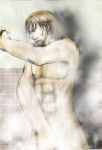  1boy bara human male male_only metal_gear_solid muscle nude solid_snake solo_focus tagme 