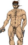  1boy bara cum digital_media_(artwork) gun human male male_only metal_gear_solid muscle nude penis solid_snake solo solo_focus tagme uncut weapon 