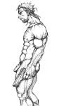  1boy bara gun human male male_only metal_gear_solid monochrome muscle nude penis solid_snake solo_focus weapon 