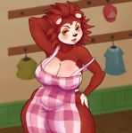  able_sisters animal_crossing anthro apron apron_only arms_behind_back arms_up big_breasts big_hips big_thighs bonkoarts breasts exhibition exhibitionism exhibitionist hips naked_apron nintendo no_text sable sable_able thick_thighs thighs 