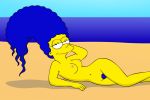  areolae blue_hair blue_pubic_hair breasts marge_simpson nipples pubic_hair tagme the_simpsons yellow_skin 