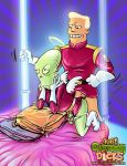  bed doggy_position frown futurama just_cartoon_dicks kif_kroker male_only smile yaoi zapp_brannigan 