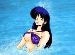 beach bikini blue_hair breasts dirty_pair erect_nipples green_eyes nipples wardrobe_malfunction yuri_(dirty_pair)