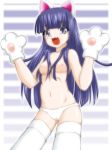  1girl animal_ears breasts cat_ears hazuki hazuki_(tsukuyomi) nipples panties solo stockings thighhighs tsukuyomi tsukuyomi_moon_phase tsukuyomi_moonphase underwear 