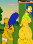  1boy 1girl blue_hair doggy_position female fuck homer_simpson male marge_simpson milf sexy_ass sexy_breasts the_simpsons undressing vaginal voluptuous 