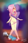  1boy 1girl beer_mug blush breasts closed_eyes equestria_girls fluttershy fluttershy_(mlp) friendship_is_magic horsecat long_hair mostly_nude my_little_pony no_bra panties panties_pull pink_panties pussy pussy_juice pussy_juice_on_panties pussy_juice_stain shorts shorts_down standing tipsy vaginal_juices 