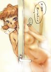  1girl animal_ears bad_id bath branch_(artist) branch_(blackrabbits) cat_ears cat_tail final_fantasy final_fantasy_xi mithra navel nude peeking_out shower solo tail translated 