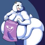 1girl 2020 5_fingers angstrom anthro ass belly bent_over big_ass big_belly big_breasts black_eyes blush boss_monster bovid breasts breasts_bigger_than_head caprine collarbone curvy_figure cute_fangs delta_rune_(emblem) digital_media_(artwork) fingers fur furry high_res holding_object horn huge_ass huge_breasts hyper hyper_ass hyper_breasts looking_away mammal massive_ass massive_breasts mature_female no_pupils nude one_eye_closed open_mouth open_smile overweight overweight_anthro overweight_female smile thick_thighs toriel towel undertale undertale_(series) video_games voluptuous white_body white_fur wide_hips