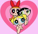 3_girls black_hair blonde_hair blossom_(ppg) blue_eyes bob_cut bubbles_(ppg) buttercup_(ppg) cartoon_network green_eyes multiple_girls nude_female powerpuff_girls red_eyes red_hair siblings sisters tied_hair twin_tails