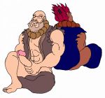  2boys akuma bara facial_hair gouken gouki human male male_only masturbation multiple_boys muscle partially_clothed penis ramsey276 street_fighter 