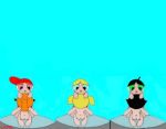 3girls black_hair blonde_hair blossom_(ppg) blue_eyes bob_cut boomer_(ppg) brick_(ppg) bubbles_(ppg) butch_(ppg) buttercup_(ppg) cartoon_network fellatio green_eyes multiple_girls oral powerpuff_girls red_eyes red_hair rowdyruff_boys siblings sisters tied_hair twintails