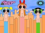 3_girls black_hair blonde_hair blossom_(ppg) blue_eyes bob_cut bubbles_(ppg) buttercup_(ppg) cartoon_network flying green_eyes multiple_girls nude nude_female powerpuff_girls red_eyes red_hair siblings sisters tied_hair twin_tails
