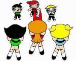 3_girls ass black_hair blonde_hair blossom_(ppg) blue_eyes bob_cut boomer_(ppg) bottomless_female brick_(ppg) bubbles_(ppg) butch_(ppg) buttercup_(ppg) cartoon_network flashing_pussy green_eyes multiple_girls no_panties powerpuff_girls red_eyes red_hair rowdyruff_boys siblings sisters skirt_lift surprise tied_hair twin_tails