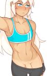  1boy abs athletic blonde blue_eyes bulge caucasian clothed cody_(dross) dross femboi femboy fingerless_gloves girly hips legs long_hair muscle penis posing sexy shorts slut small_breasts standing tan_line tank_top tanned_skin thick_thighs toned 