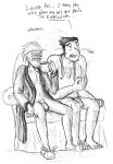  2boys ace_attorney catsketch dick_gumshoe godot human male male_only monochrome multiple_boys nude penis 
