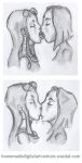 2_girls dc_comics dcau female_only french_kiss hdav kissing monochrome raven_(dc) starfire teen_titans yuri