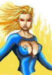  1girl blonde_hair breasts dc dc_comics female female_only kara_zor-el nipples nude red_eyes solo supergirl superheroine superman_(series) tagme 