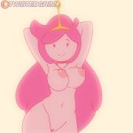  1:1_aspect_ratio 1girl adventure_time armpits breasts dancing female_only female_solo gif looking_at_viewer loop nipples nude princess_bonnibel_bubblegum pussy simple_background smile twistedgrim 