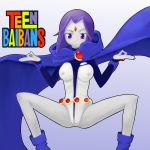 1girl bano dc_comics dcau female_only no_panties pussy_floss raven_(dc) teen_titans torn_clothes wedgie