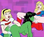2007 3_girls crossover dc_comics dcau female female_only jennifer_walters kara_zor-el linda_danvers marvel marvel_comics rickfields sex she-hulk supergirl superheroine superman:_the_animated_series superman_(series) yuri