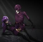 1boy 1boy1girl 1girl 2010s 2018 2d 2d_(artwork) animated_skeleton art_trade bdsm_outfit bdsm_suit breast_grab breasts canon_x_oc digital_media_(artwork) duo female_human female_penetrated femsub from_front_position glowing_penis grabbing_breast hetero human human_penetrated interspecies male male/female male_penetrating male_penetrating_female maledom monster monster_boy oc oc_x_canon original_character papyrus papyrus_(undertale) penis penis_in_pussy purple_hair ribbed_penis seme_papyrus sex skeleton straight the-shewolf-den top_papyrus undead undertale undertale_(series) vaginal vaginal_penetration vaginal_sex video_game_character video_games