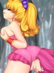 ass blonde_hair facing_away holding_breasts ionosphere mosaic_censoring pink_dress ponytail primm_(secret_of_mana) purim_(secret_of_mana) pussy secret_of_mana torn_clothes