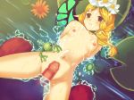 1girl :o bangs blonde_hair blush braid breasts butterfly_wings censored choker dutch_angle embarrassed fairy flat_chest flower frog from_above hair_flower hair_ornament kneeling lily_pad long_hair looking_at_viewer lying mercedes_(odin_sphere) missionary mosaic mosaic_censoring navel nipples nude odin_sphere on_back open_mouth parted_bangs penis pointy_ears pov pov_eye_contact pussy red_eyes sex skyscraper_(artist) solo spread_legs submerged surprised transparent twin_braids vaginal water wings