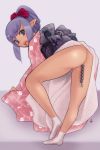  1girl anal anal_beads ass back bent_over censored elf elvaan fe final_fantasy final_fantasy_xi footwear hair_ribbon hair_ribbons highres japanese_clothes kimono long_hair looking_back mosaic_censoring open_mouth pointy_ears prishe purple_eyes purple_hair ribbon ribbons socks solo tabi 